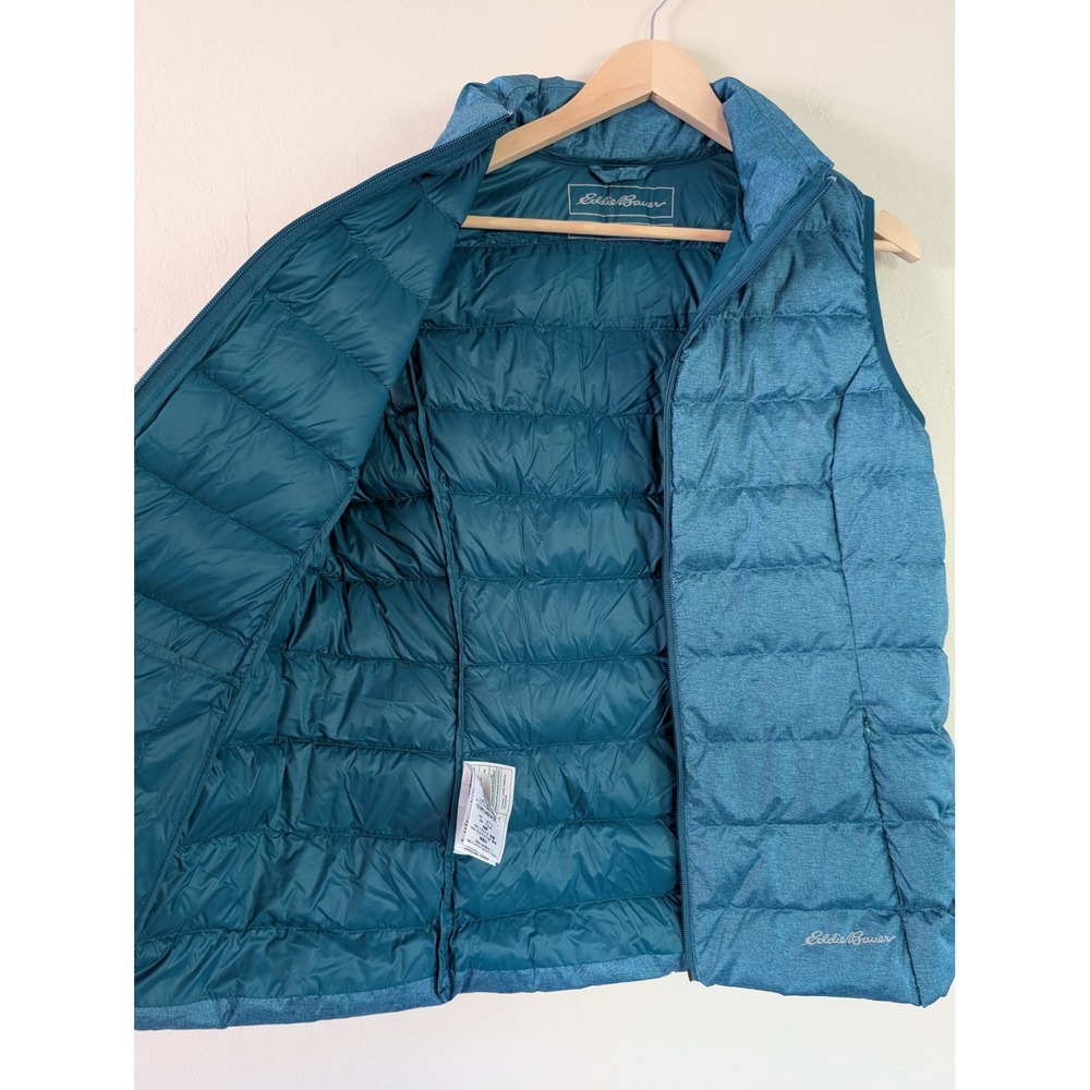 Eddie Bauer Women's Down Vest EB650 Teal Blue Puffer Hiking Outdoor Travel Sz L - Picture 7 of 9
